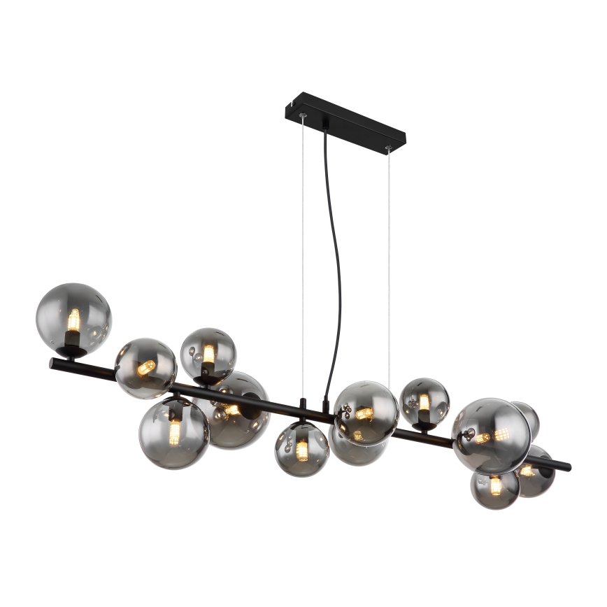 Globo - LED ljuskrona med textilsladd 13xG9/3,5W/230V rökig/svart