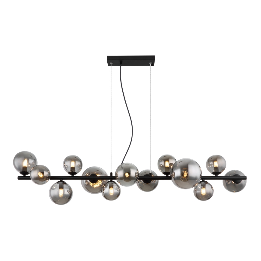 Globo - LED ljuskrona med textilsladd 13xG9/3,5W/230V rökig/svart