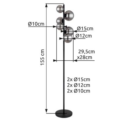 Globo - LED golvlampa 6xG9/3,5W/230V rökig/svart