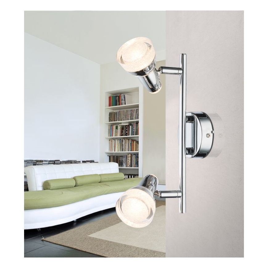 Globo - LED spotlampa 2xLED/4W/230V blank krom