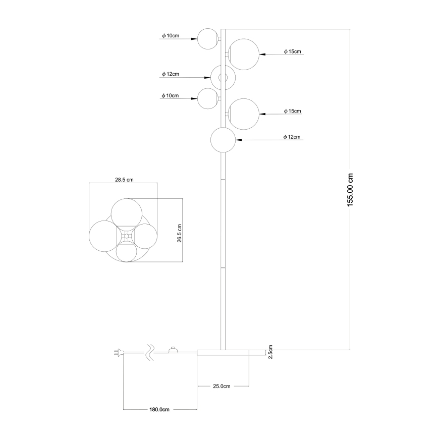 Globo - LED Golvlampa 6xG9/3W/230V mässing