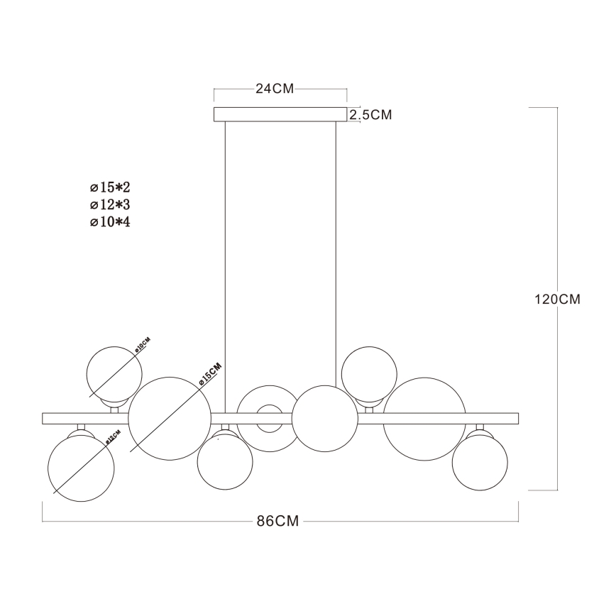 Globo - LED-lampa på kabel 9xG9/3W/230V mässing