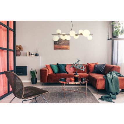 Globo - LED ljuskrona med textilsladd 9xG9/3W/230V matt krom