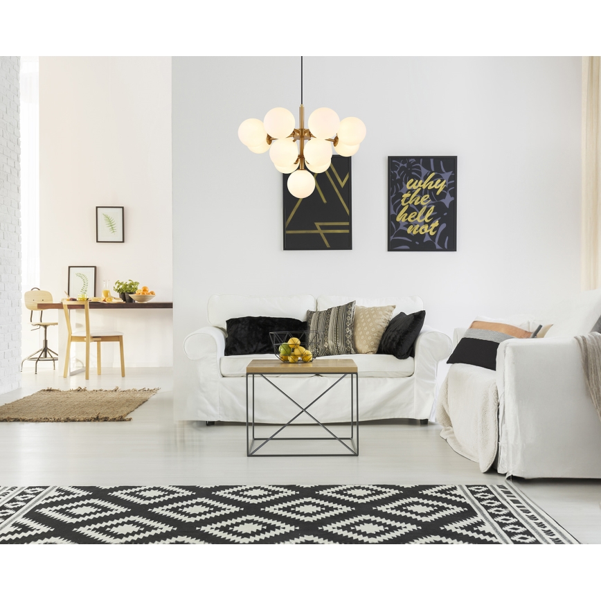 Globo - Ljuskrona med textilsladd 13xG9/5W/230V diameter 56 cm guld