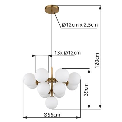 Globo - Ljuskrona med textilsladd 13xG9/5W/230V diameter 56 cm guld