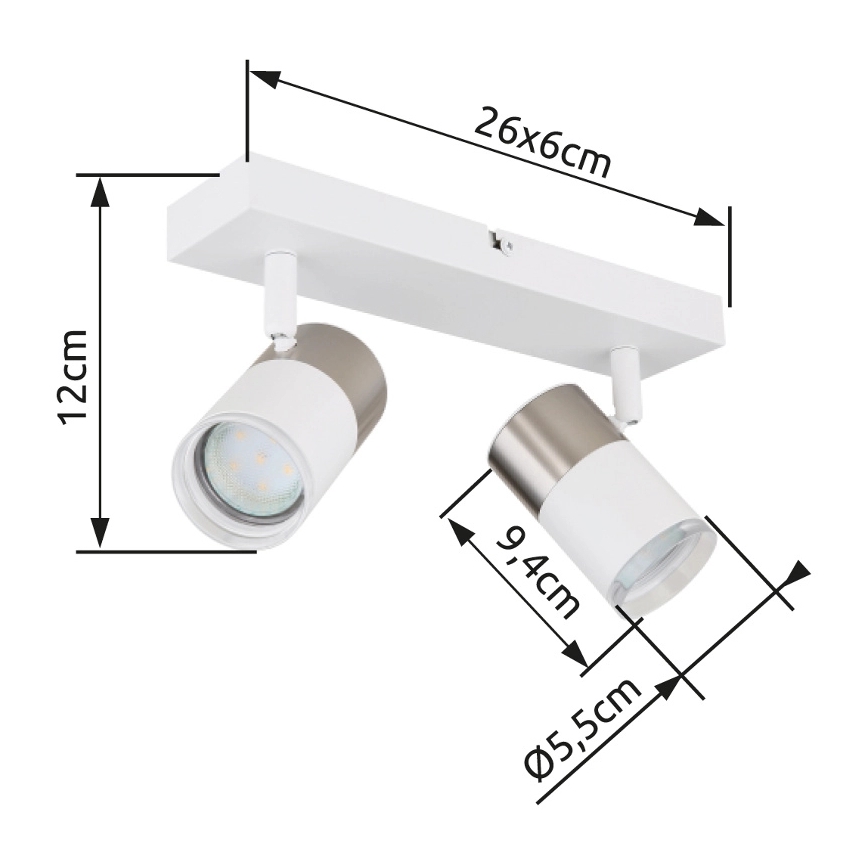 Globo - Spotlight 2xGU10/25W/230V vit/matt krom