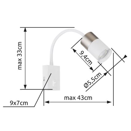 Globo - Väggspotlight 1xGU10/25W/230V vit/matt krom