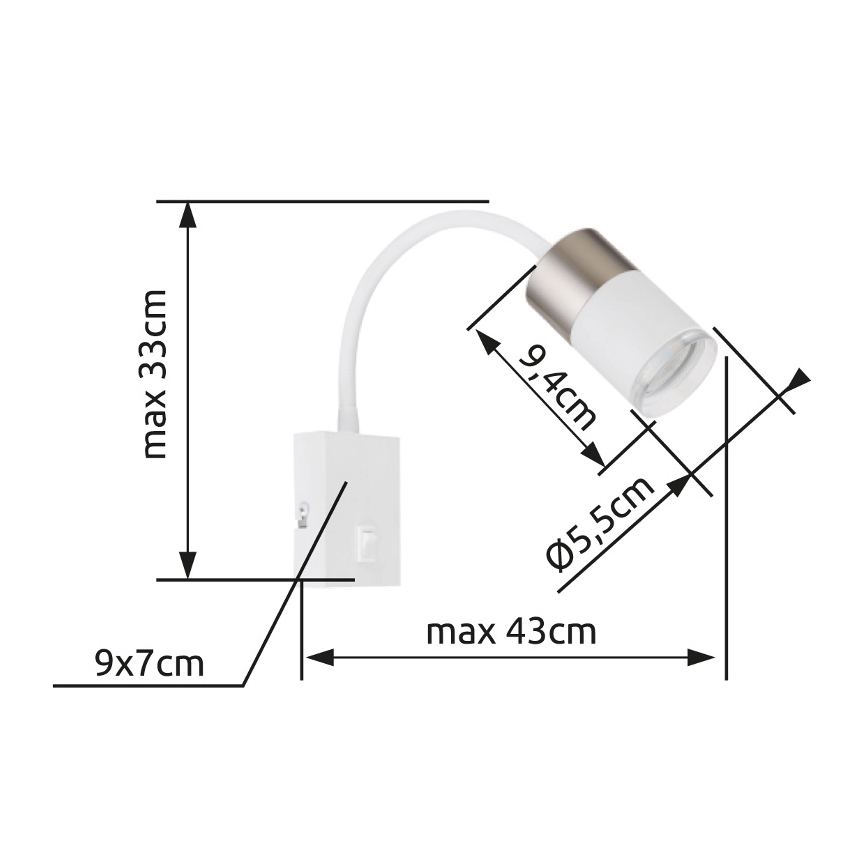 Globo - Väggspotlight 1xGU10/25W/230V vit/matt krom
