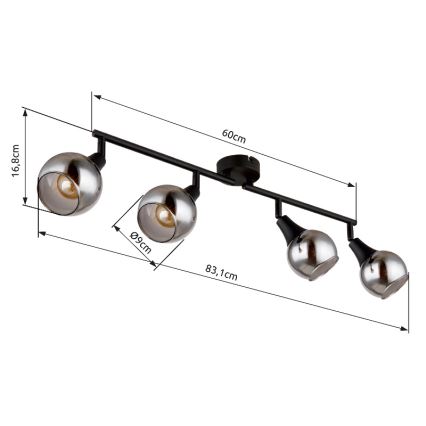 Globo - Spotlight 4xE14/40W/230V svart