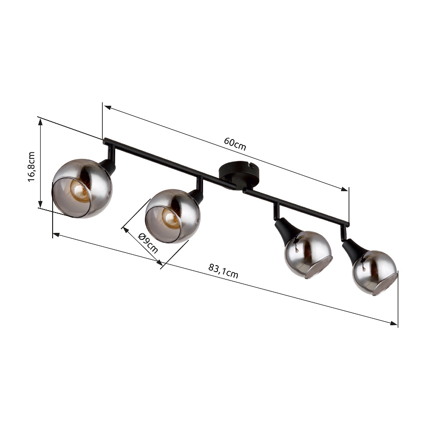 Globo - Spotlight 4xE14/40W/230V svart