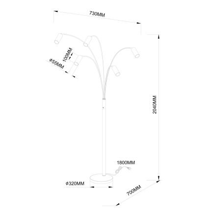 Globo - Golvlampa 5xGU10/35W/230V beige