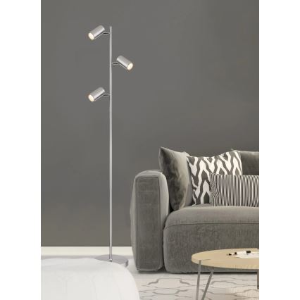 Globo - Golvlampa 3xGU10/5W/230V matt krom