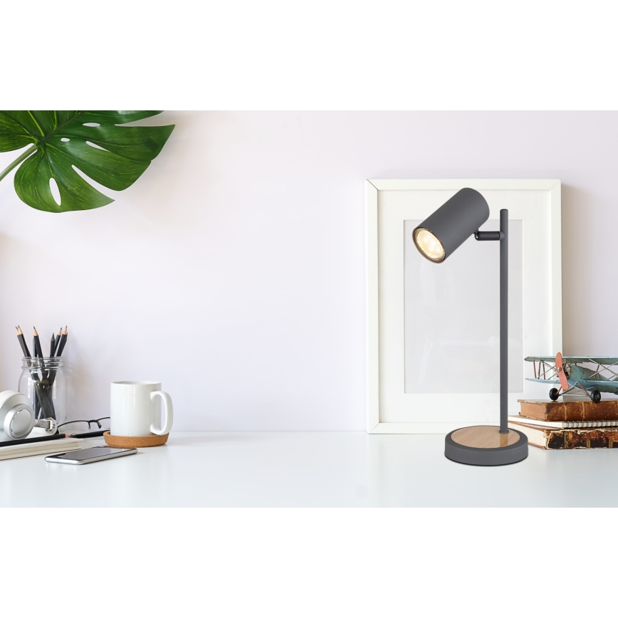 Globo - Bordslampa ROBBY 1xGU10/5W/230V grå/brun