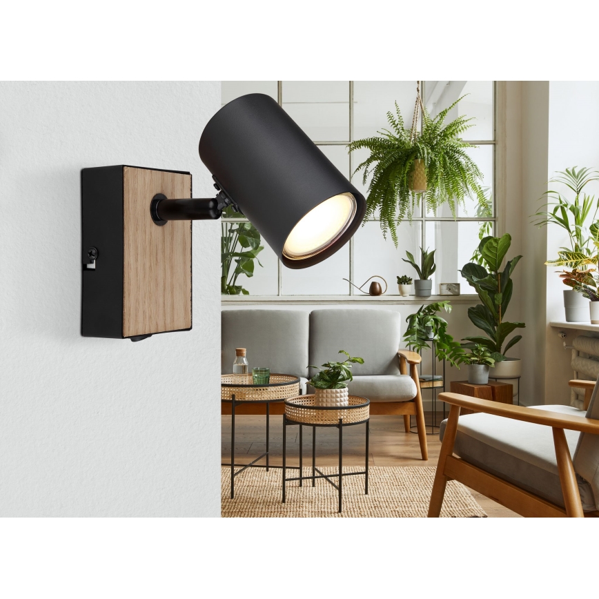 Globo - Väggspotlight 1xGU10/35W/230V svart/brun