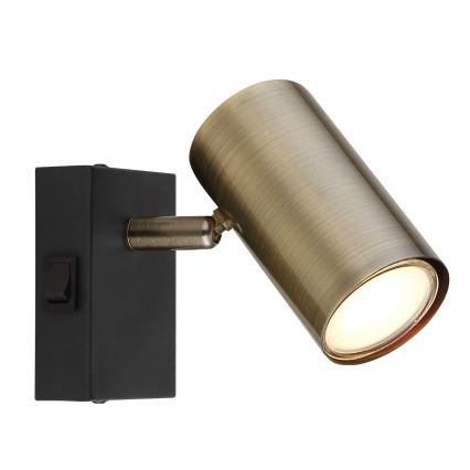 Globo - Väggspotlight 1xGU10/25W/230V svart/mässing