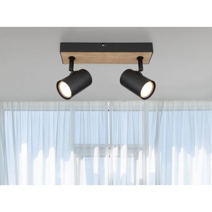 Globo - Spotlight 2xGU10/35W/230V svart/brun