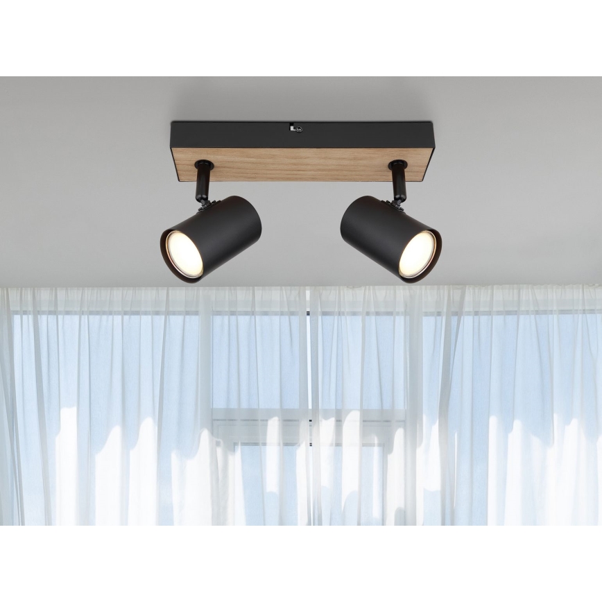 Globo - Spotlight 2xGU10/35W/230V svart/brun