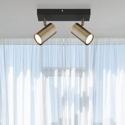 Globo - Spotlampa 2xGU10/35W/230V svart/mässing