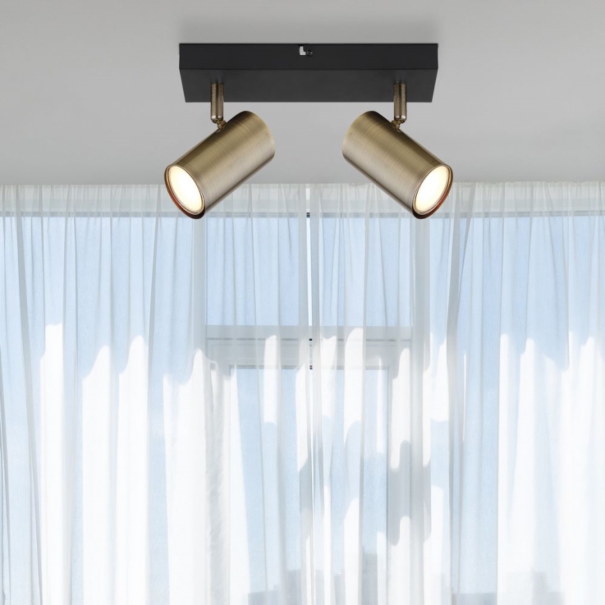 Globo - Spotlampa 2xGU10/35W/230V svart/mässing