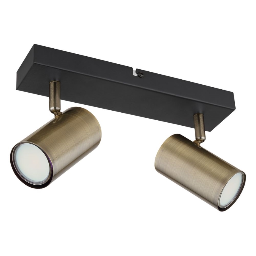Globo - Spotlampa 2xGU10/35W/230V svart/mässing