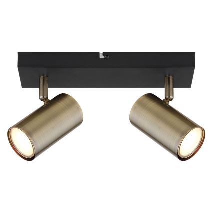 Globo - Spotlampa 2xGU10/35W/230V svart/mässing