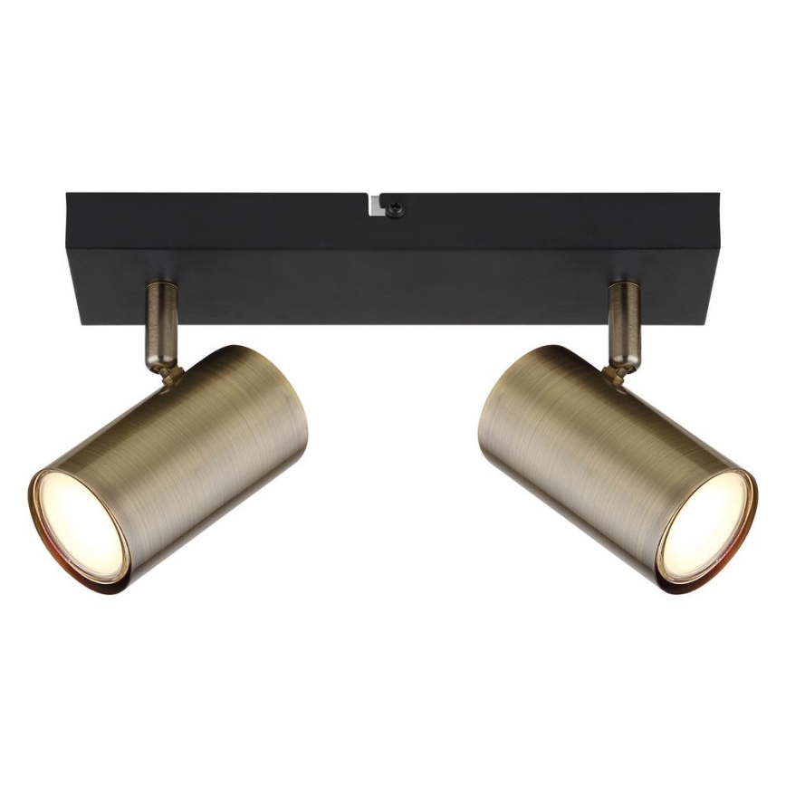 Globo - Spotlampa 2xGU10/35W/230V svart/mässing