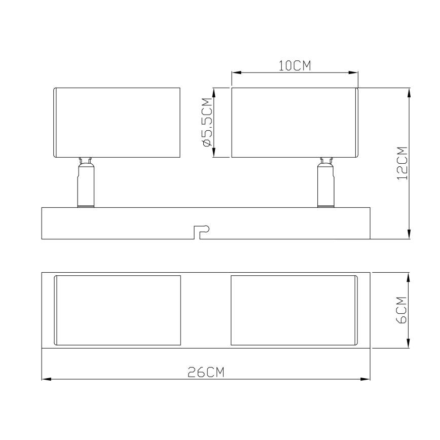 Globo - Spotlampa 2xGU10/35W/230V svart/mässing