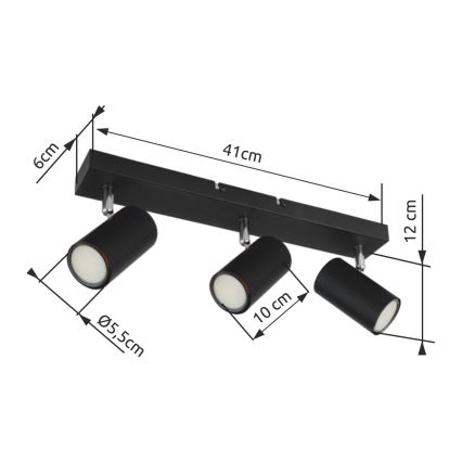 Globo - Spotlampa 3xGU10/35W/230V svart