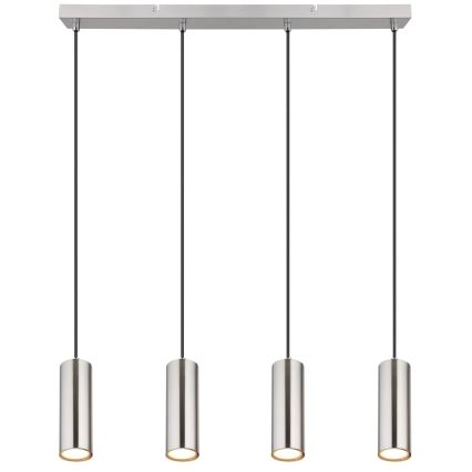 Globo - Ljuskrona med textilsladd 4xGU10/35W/230V matt krom