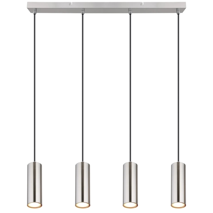 Globo - Ljuskrona med textilsladd 4xGU10/35W/230V matt krom
