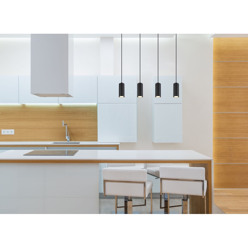 Globo - Ljuskrona med textilsladd 4xGU10/35W/230V svart/brun