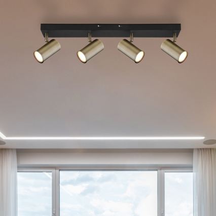 Globo - Spotbelysning 4xGU10/35W/230V svart/mässing