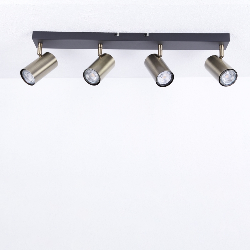 Globo - Spotbelysning 4xGU10/35W/230V svart/mässing