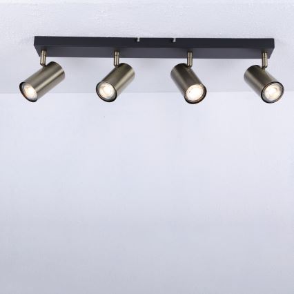 Globo - Spotbelysning 4xGU10/35W/230V svart/mässing