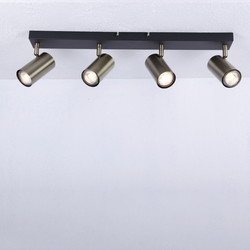 Globo - Spotbelysning 4xGU10/35W/230V svart/mässing