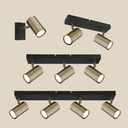 Globo - Spotbelysning 4xGU10/35W/230V svart/mässing