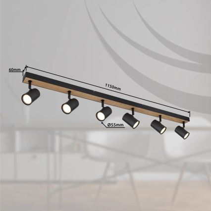 Globo - Spotlight 6xGU10/35W/230V svart/brun