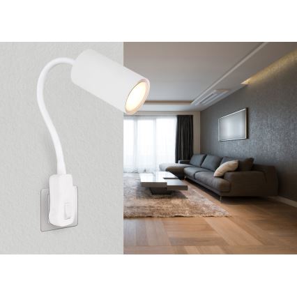 Globo - Väggmonterad spotlampa för vägguttag, 1xGU10/35W/230V, vit