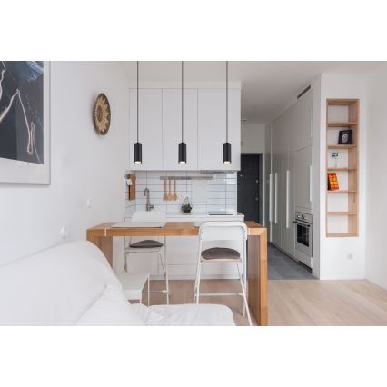 Globo - Ljuskrona med textilsladd 1xGU10/35W/230V svart/brun