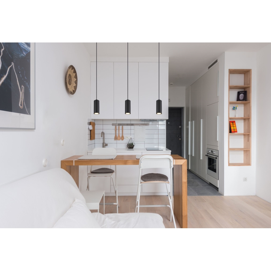 Globo - Ljuskrona med textilsladd 1xGU10/35W/230V svart/brun