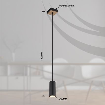 Globo - Ljuskrona med textilsladd 1xGU10/35W/230V svart/brun