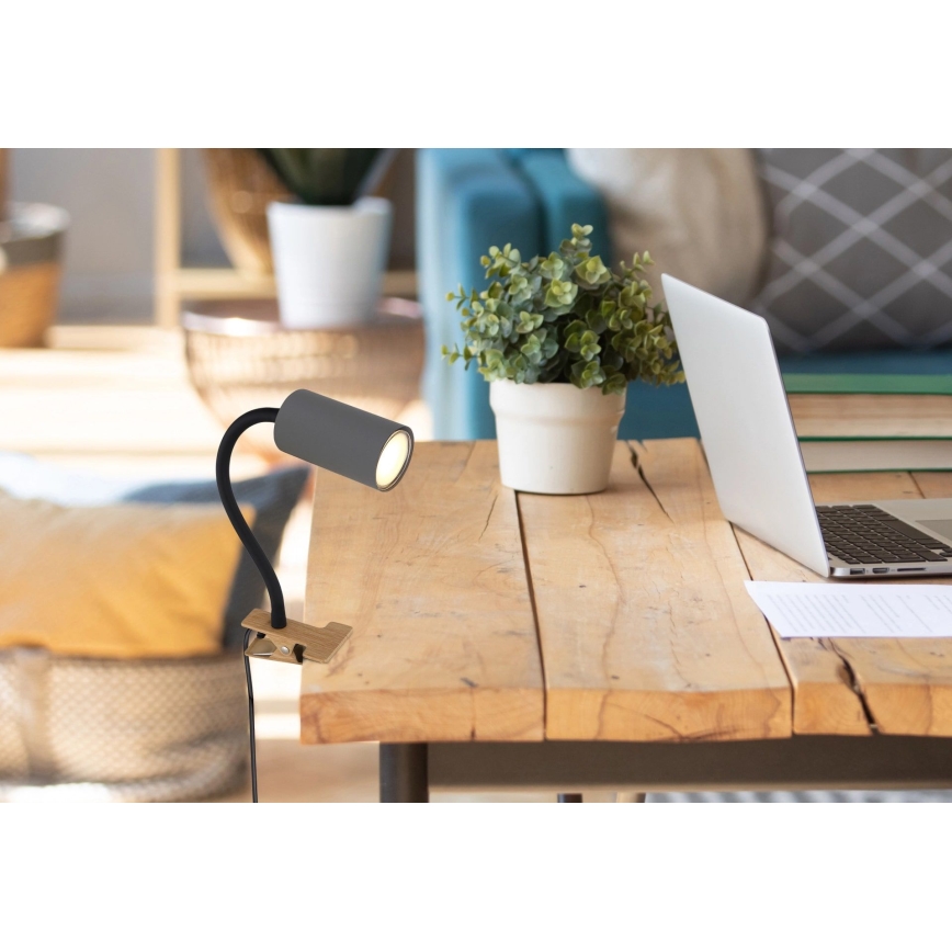 Globo - Flexibel lampa med klämma 1xGU10/25W/230V grå/brun