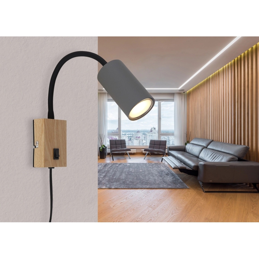 Globo - Flexibel vägglampa 1xGU10/25W/230V grå/brun