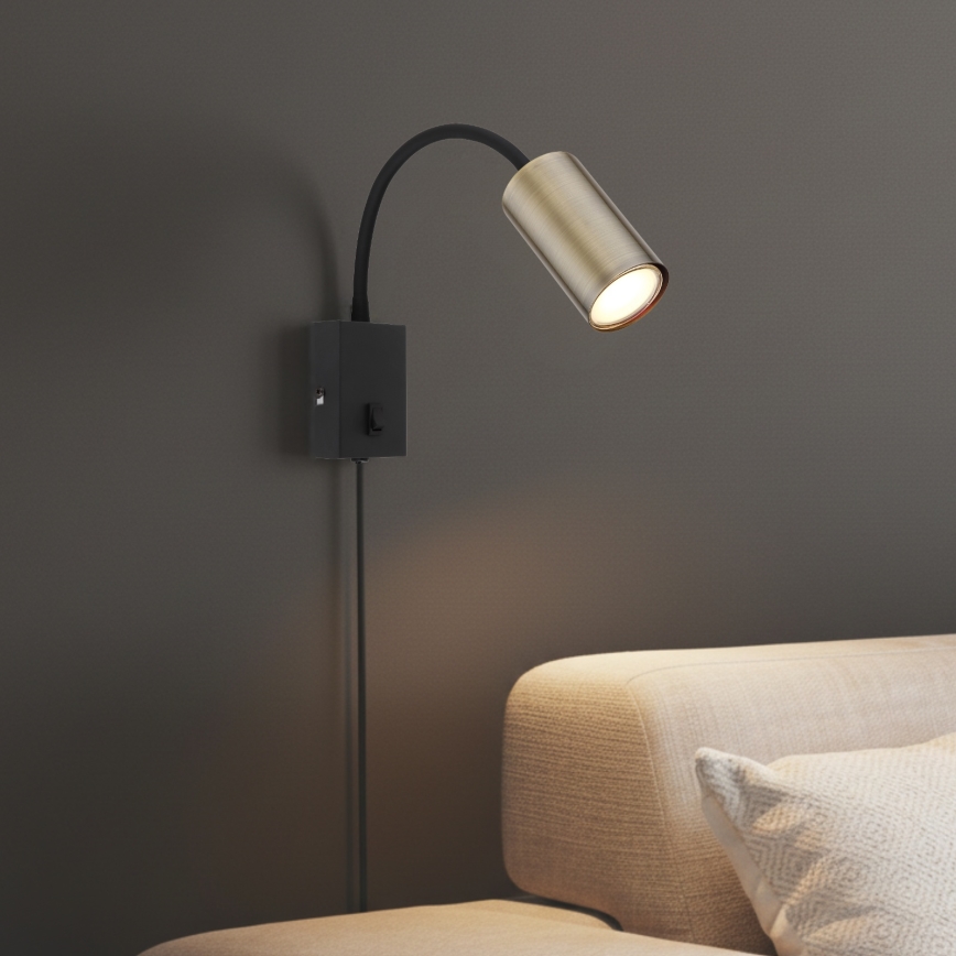 Globo - Flexibel vägglampa 1xGU10/25W/230V svart/mässing