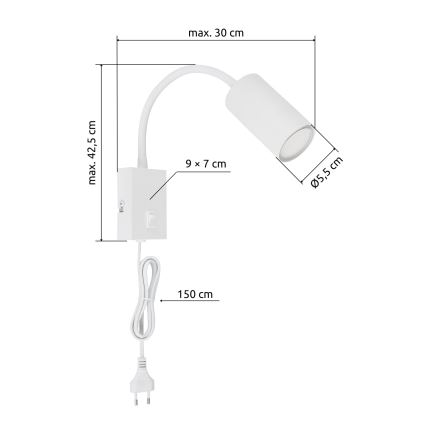 Globo - Flexibel vägglampa 1xGU10/25W/230V vit