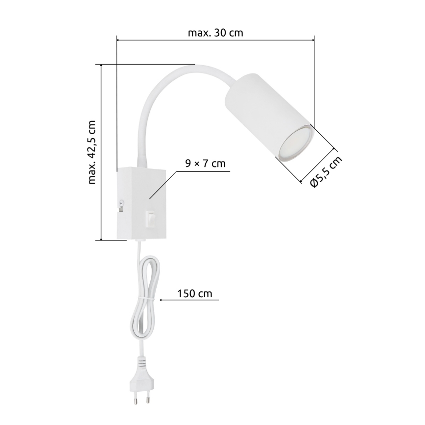 Globo - Flexibel vägglampa 1xGU10/25W/230V vit