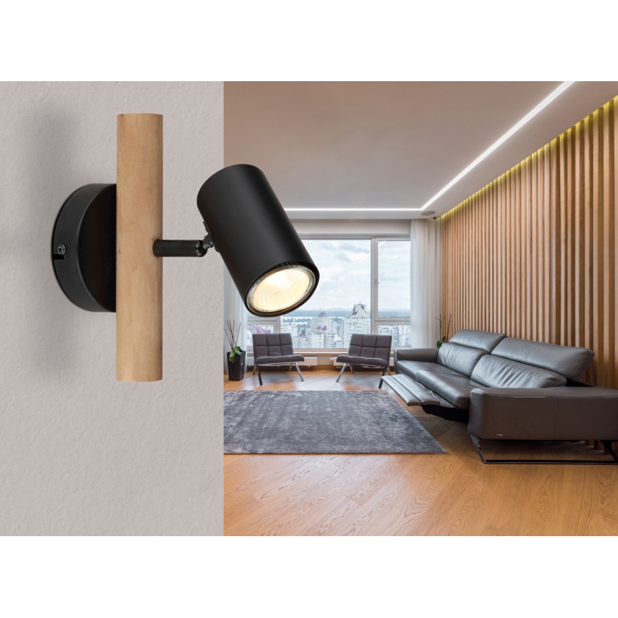 Globo - Väggspotlight 1xGU10/5W/230V trä/metal