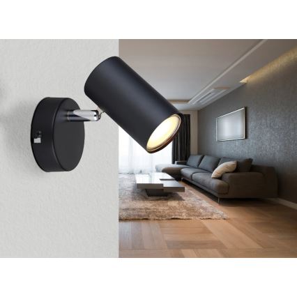 Globo - Väggspotlight 1xGU10/25W/230V svart