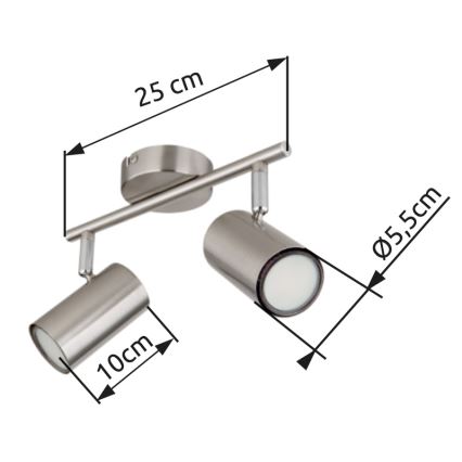 Globo - Spotlight 2xGU10/25W/230V matt krom