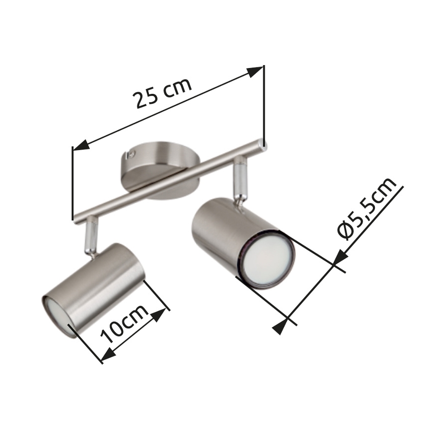 Globo - Spotlight 2xGU10/25W/230V matt krom